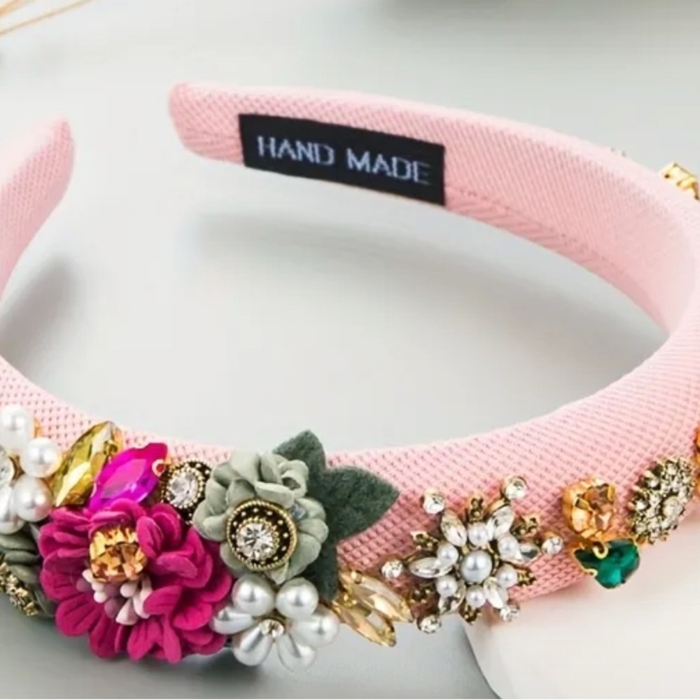 SALE**
Pink and Green Floral Hair Accessory with Metallic Accents